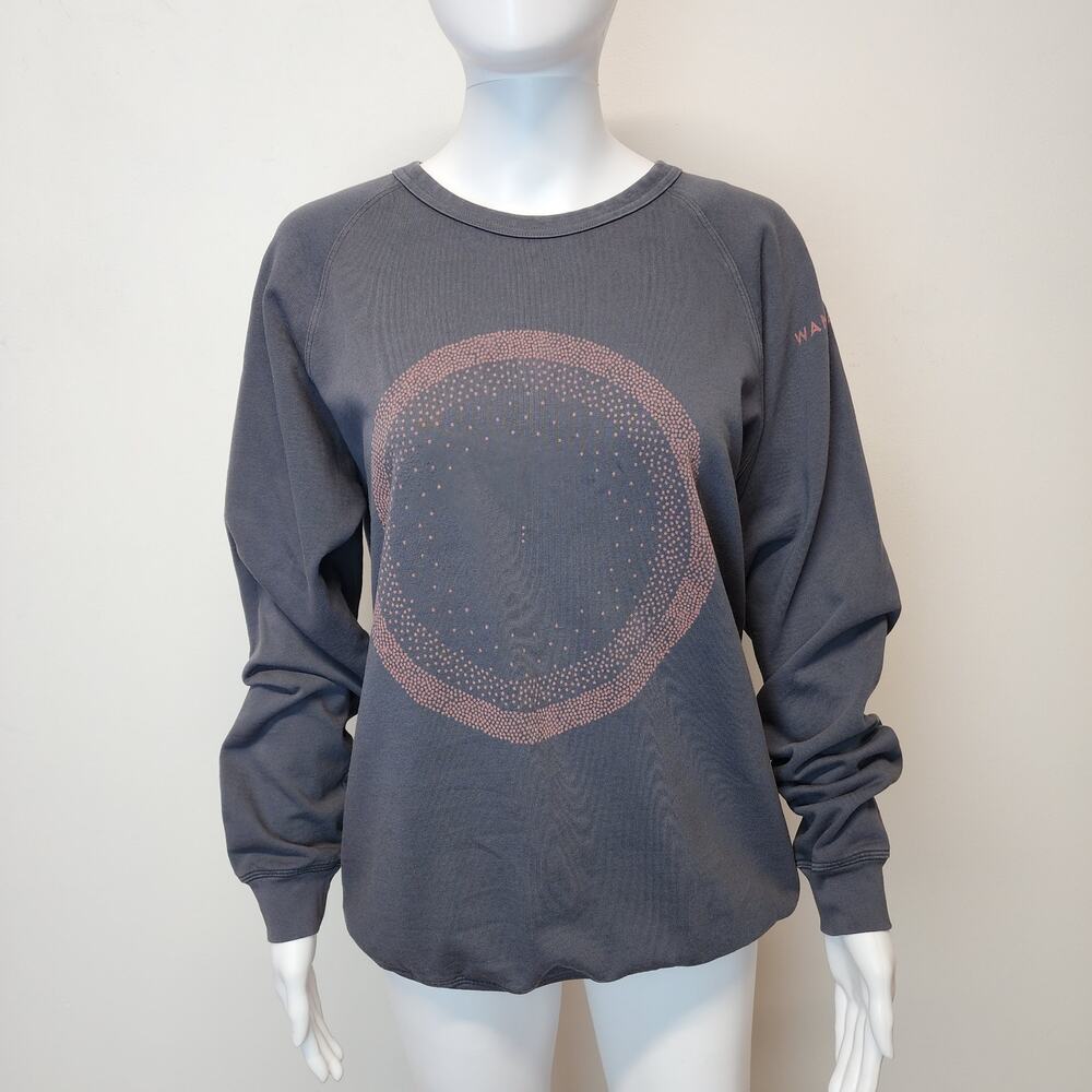 Wanderlust Womens Oversized Sweatshirt Size S Distressed Grey Organic Cotton